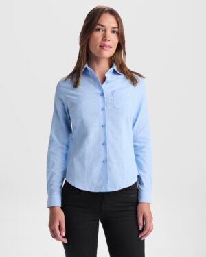 Camisa de Manga Larga Entallada para Mujer en Tejido Oxford (Roly Oxford Woman CM5068)