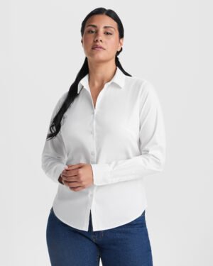 Camisa de Manga Larga Entallada con Elastano para Mujer (Roly Moscu Woman CM5505)