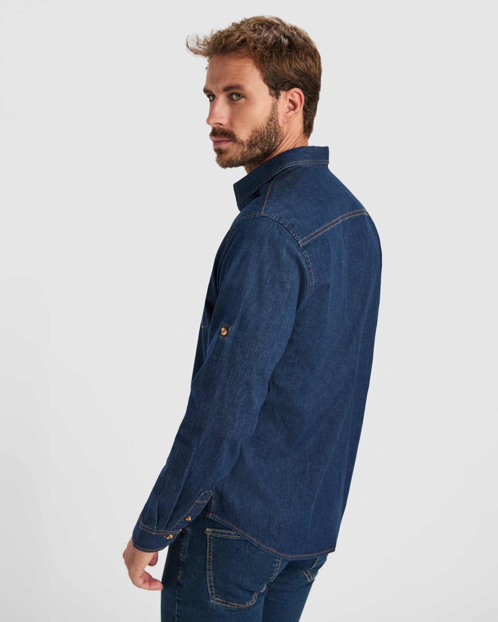 Camisa Vaquera de Manga Larga con Tejido Stretch (Roly Lujan CM6706) - Imagen 2