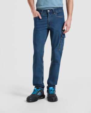Pantalón Vaquero de Trabajo Multibolsillos Stretch (Roly Raptor PA8402)