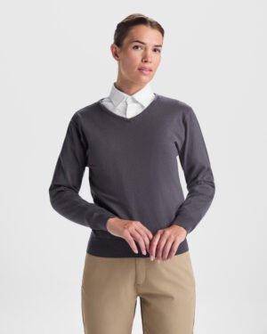 Jersey de Punto Fino Mujer Cuello de Pico (Roly Hilux Woman JE8418)